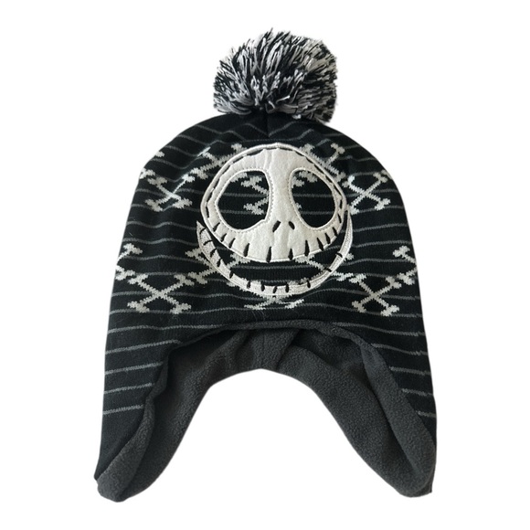 Disney Black The Nightmare Before Christmas hat skull Pom Pom - Picture 1 of 4